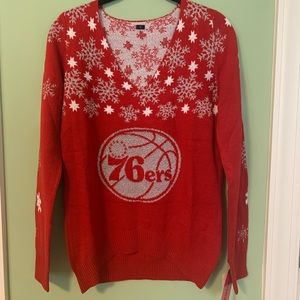 Philadelphia 76ers NBA red v-neck sweater, women’s small